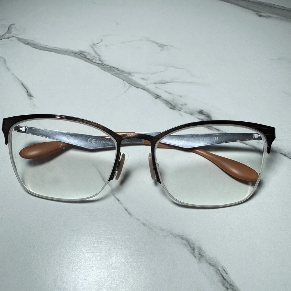 Ray-Ban RB 6345 2732 Brown Silver Semi Rimless Cat Eye Eyeglasses 54-17-135